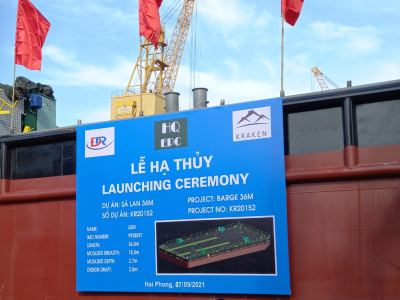 LAUNCHING CEREMONY OF BARGE WITH 36M LENGTH FOR  EXPORT TO AUSTRALIA 